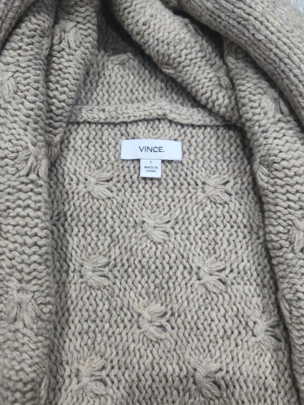 Vince Tuck Stitch Yak Wool Cardigan Taupe Shawl Collar S - Picture 11 of 15
